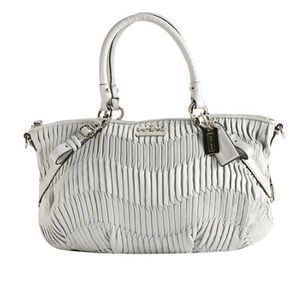 Coach Grey Leather Madison Gathered Sophia Satchel EUC